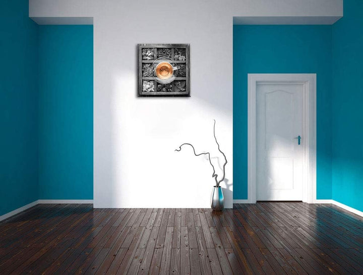 Pixxprint getrocknete Blumen und Gewürze schwarz/weiss, Format: 70x70 auf Leinwand, 70x70