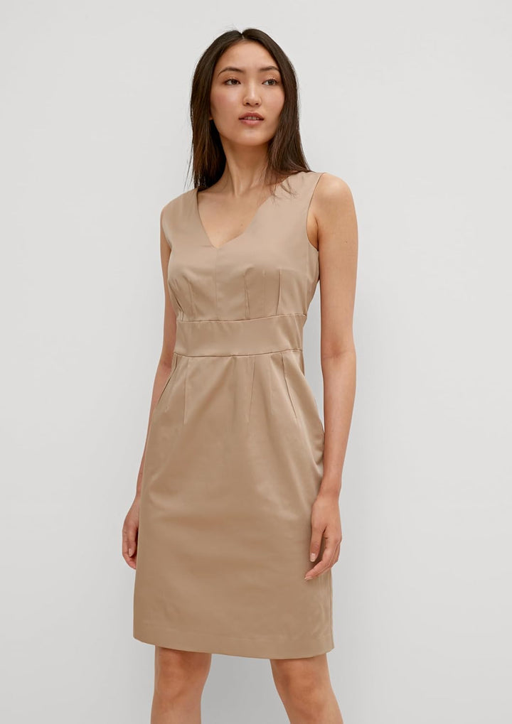 comma Damen Kleid mit Pintucks Brown 40