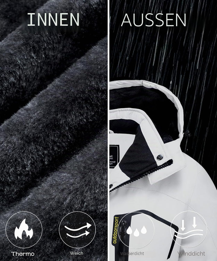 TACVASEN Damen Übergangsjacke Warm Winterjacke Gefüttert Wanderjacke Ski Jacket mit Wasserdichtem Re