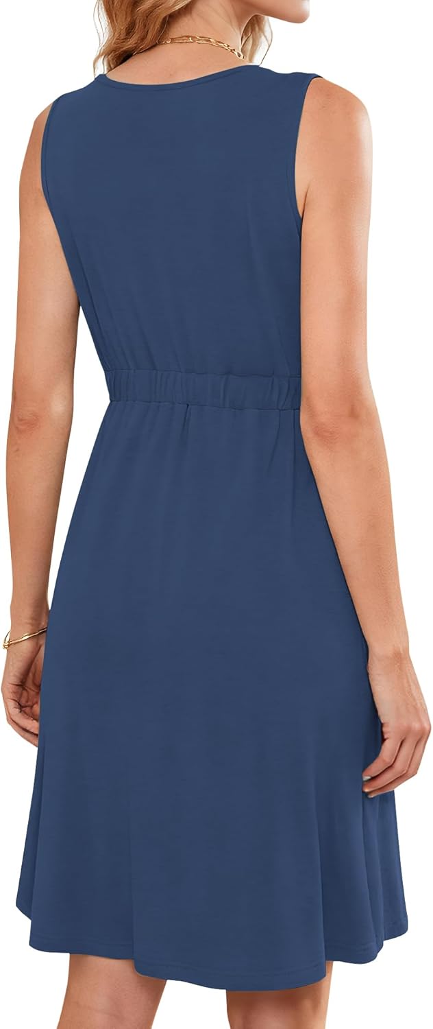 AUSELILY Sommerkleid für Damen S Navy Blau, S Navy Blau