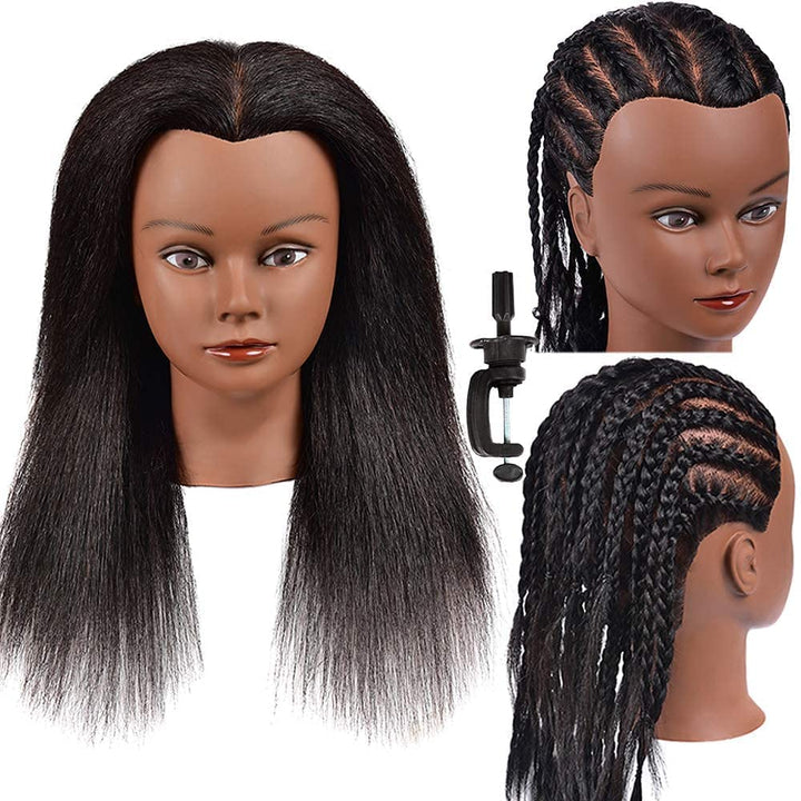 Mannequin Kopf 100% Echthaar Afro Cosmetology Haar Mannequin Kopf afrikanischer Amerikanischer Übung