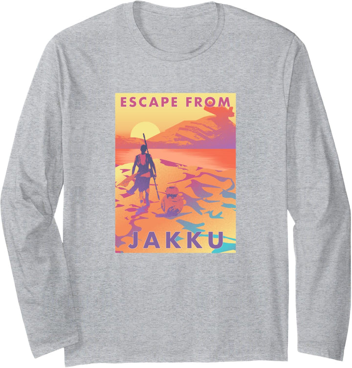 Star Wars Rey Escape From Jakku Poster Langarmshirt