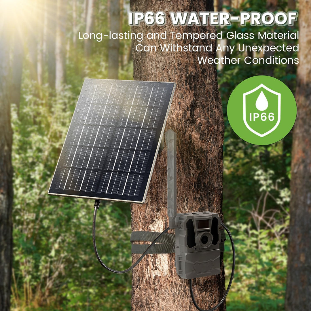 Solarpanel Eingebauter 20000mAh Akku kompatibel mit 12V/6V Wildlifekamera&Überwachungskameras mit 3M