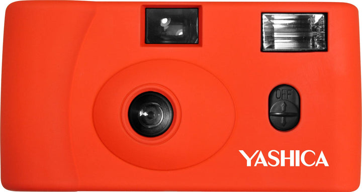 Yashica MF-1 orange Snapshot 35 mm Kleinbild Kamera-Set (mit eingelegtem Film + Batterie ), orange