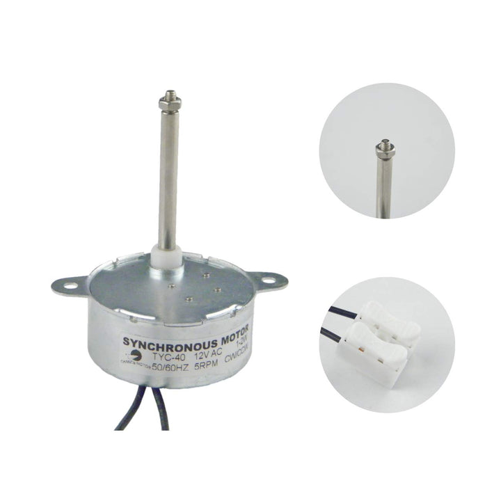 CHANCS 2PCS Synchronmotor TYC-40 AC 12V 5RPM Wellenlänge 4.6cm für faseroptisches Weihnachtsornament