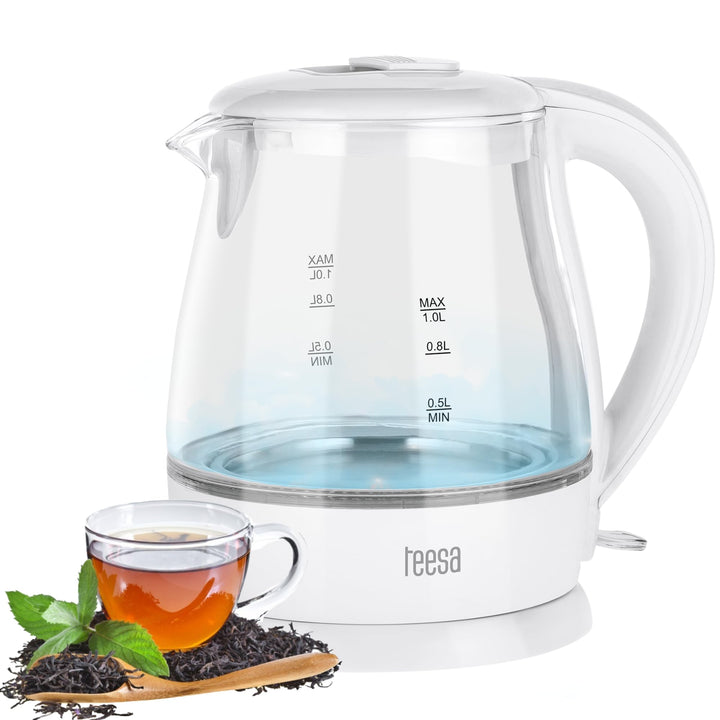 TEESA Kabelloser elektrischer Wasserkocher 1L, TSA1030B, weiss