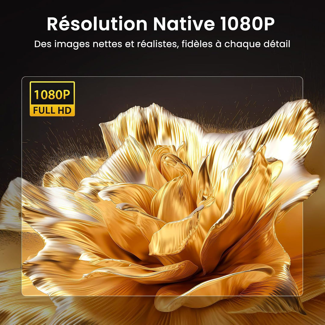 Mini Beamer 4K, HAPPRUN H1 Full HD Beamer mit Bluetooth – Native 1080P Tragbarer Outdoor Projektor m