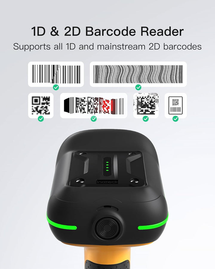 Inateck Barcode Scanner Bluetooth, 1D 2D QR Code Scanner Kabellos, Industrieller IP67 Wasser- und St
