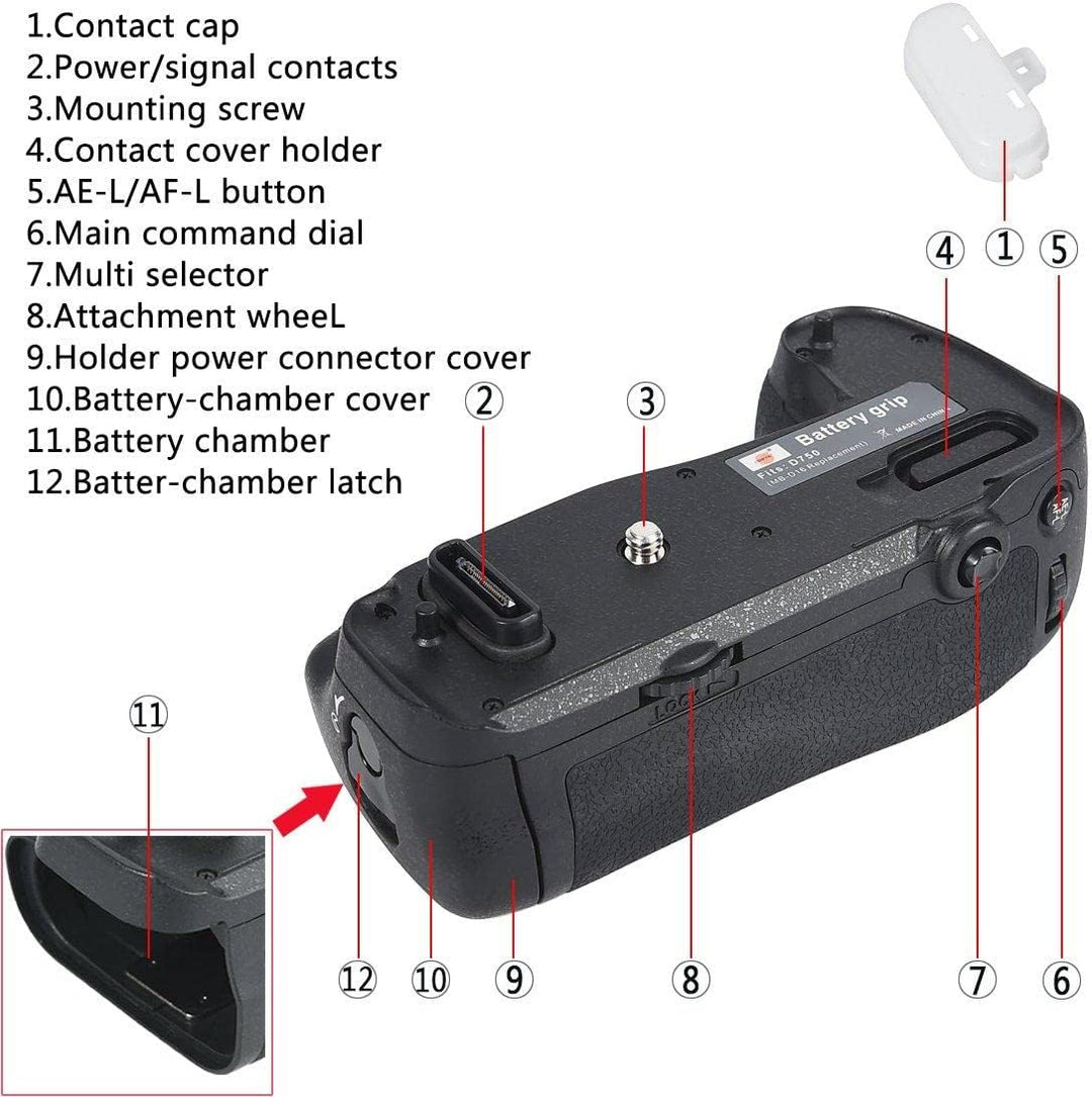 DSTE® Batterie Griff Kompatibel für Nikon D750 DSLR Digital Kamera als MB-D16 mit (2 Packung) EN-EL1
