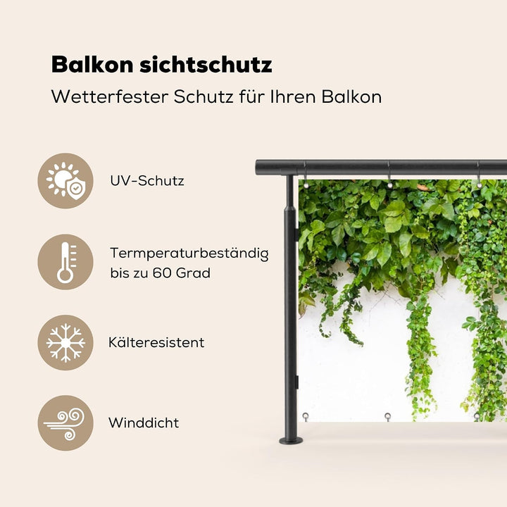 MuchoWow© Balkon Sichtschutz Einseitig Gross Terrassen Gartenzaun | 75x300 cm - Balkonfächer ohne bo