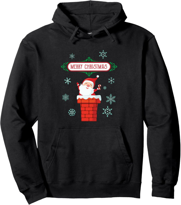 Frohe Weihnachten Weihnachtsmann Karikatur Pullover Hoodie