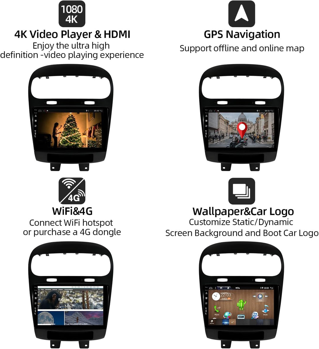 PX6 Android 12 IPS Autoradio für Fiat Freemont Dodge Journey Leap (2012-2020) - 4G+64G - Kamera KOST