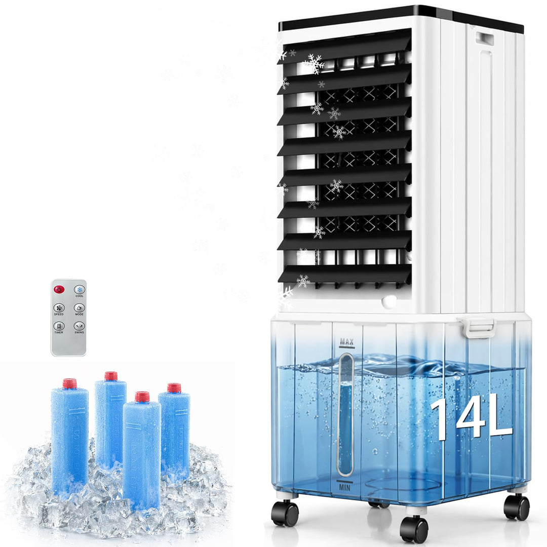 Klimaanlage Mobil, 14L 60W Klimaanlage ohne Abluftschlauch mit 12H Timer, 3 Modus, 40dB, 120°Oszilla