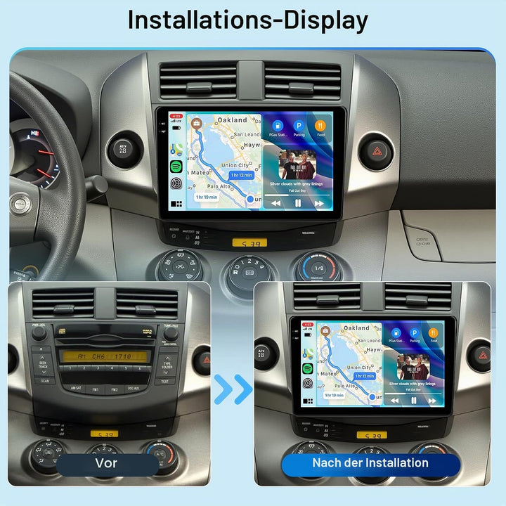 Hodozzy 4GB+128GB Android Autoradio für Toyota RAV4 2007-2012 mit Carplay Wireless Android Auto, 9 Z