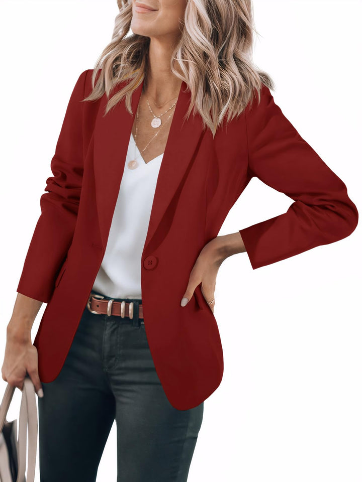 Cicy Bell Damen Langarm Casual Blazer Arbeit Büro Knopf Open Front Jacke Anzug S Burgund, S Burgund