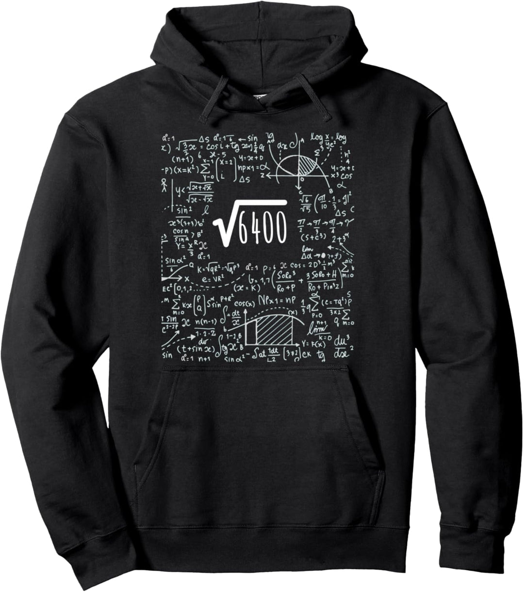 Quadratwurzel von 6400 Geburtstagsgeschenk 80 Jahre Math Pullover Hoodie