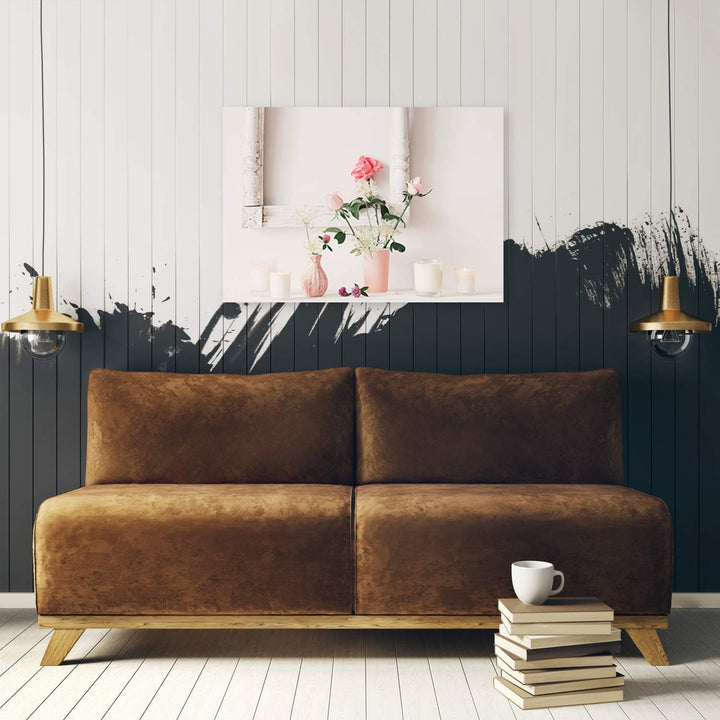 Feeby Leinwandbild XXL Blumen Wandbild Shabby Chic Rosa 120x80 cm M14325 120x80 cm, M14325 120x80 cm
