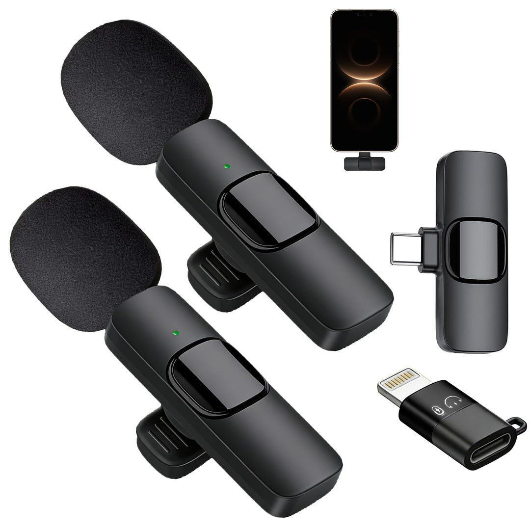 Kabelloses Lavalier Mikrofon 2 PCS für iPhone/Android, Mikrofon Handy, Mini Klein Ansteckmikrofon US