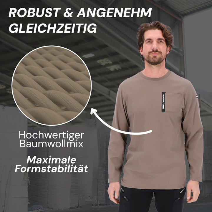 PUMA Workwear Advanced Kollektion - Longsleeve Herren Pullover - Brusttasche und Utility Fach an der