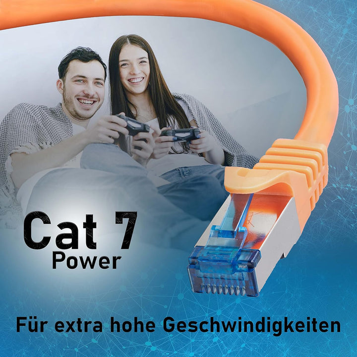 BIGtec 30m CAT.7 LAN Ethernet Kabel Netzwerkkabel Patchkabel Gigabit Patch DSL orange Kupferkabel do