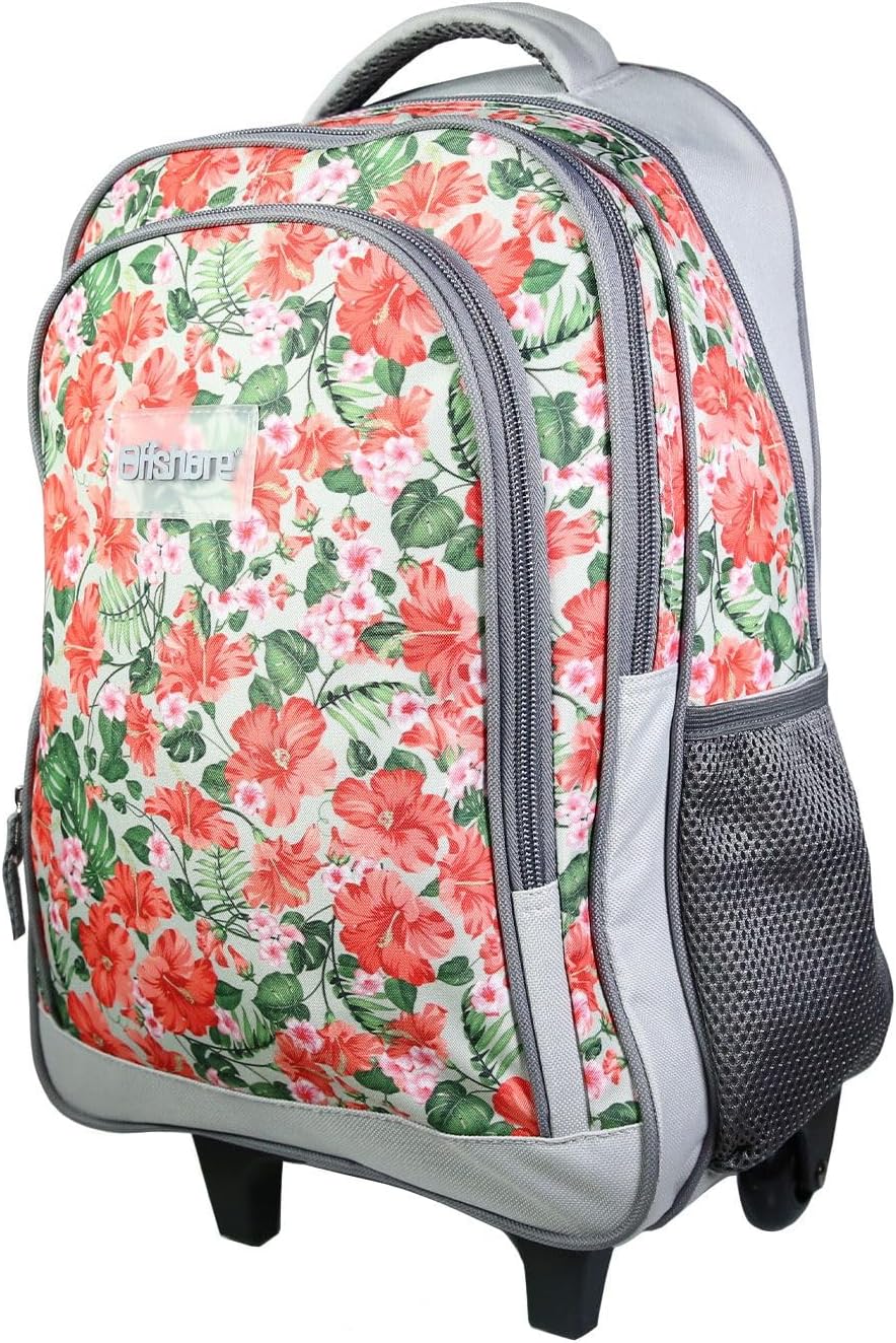 BAGTROTTER Rucksack mit Rollen Offshore Grau Blumen