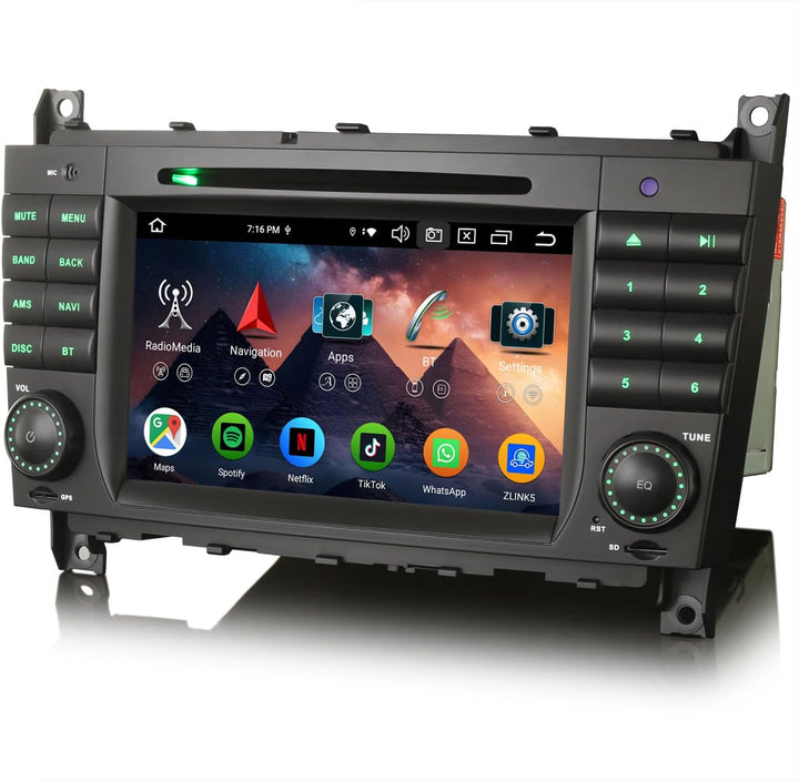 Erisin 7 Zoll 8-Kern 4GB+64GB Android 12 Autoradio mit GPS Navigation Für Mercedes Benz C/CLC/CLK Kl