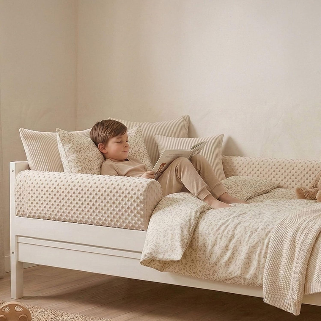 Bettkantenschutz für Kinderbetten Minky 80 cm - Schutz für Bettrahmen Baby Bett rausfallschutz für b
