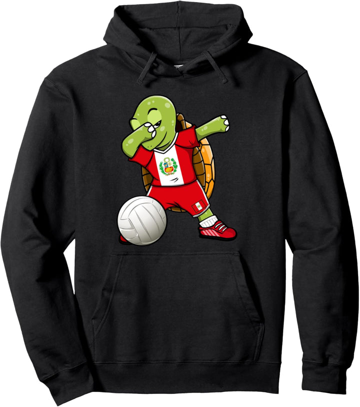 Dabbing Turtle Peru Volleyball Fans Trikot Peru Flagge Pullover Hoodie