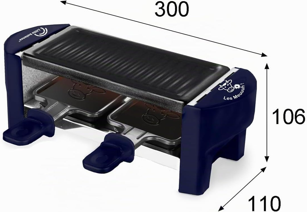LITTLE BALANCE 8616 Raclette 2 Meuuh…!, Raclette 1/2 Personen, abnehmbarer Grill, 2 Spatel + 2 Brett