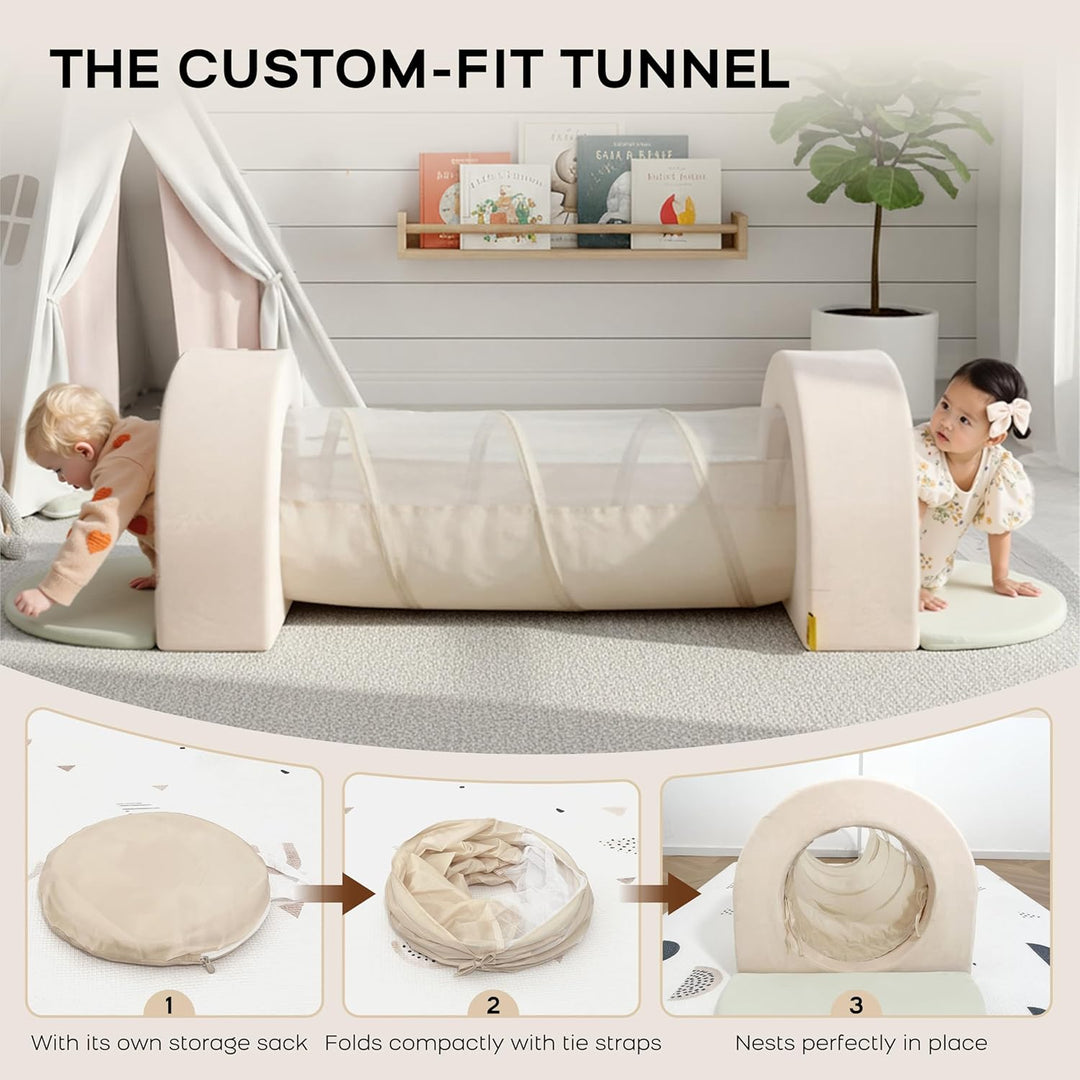 BanaSuper Schaumstoff Bausteine &amp; Spieltunnel Set | XXL Kletterblöcke und Krabbeltunnel für Kinder |