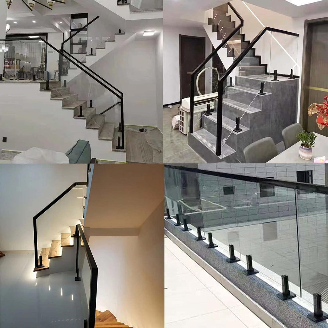 Stehende Glasklemme Schwarz, Grosse Glasklemme aus 304 Edelstahl, Glashalter für Treppen,Halterung f