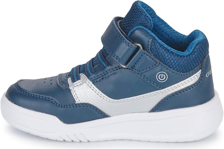 Geox Jungen J Illuminus Boy Sneaker 32 EU Navy Silver, 32 EU Navy Silver