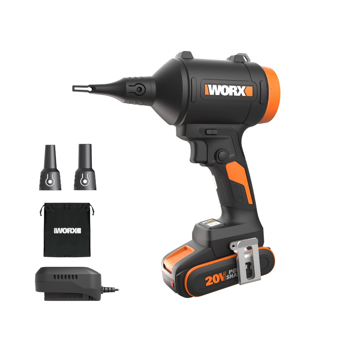 WORX 20V Akku-Staubbläser mit bürstenlosem Motor, elektrisches Luftgebläse zum Reinigen, Aufblasgerä