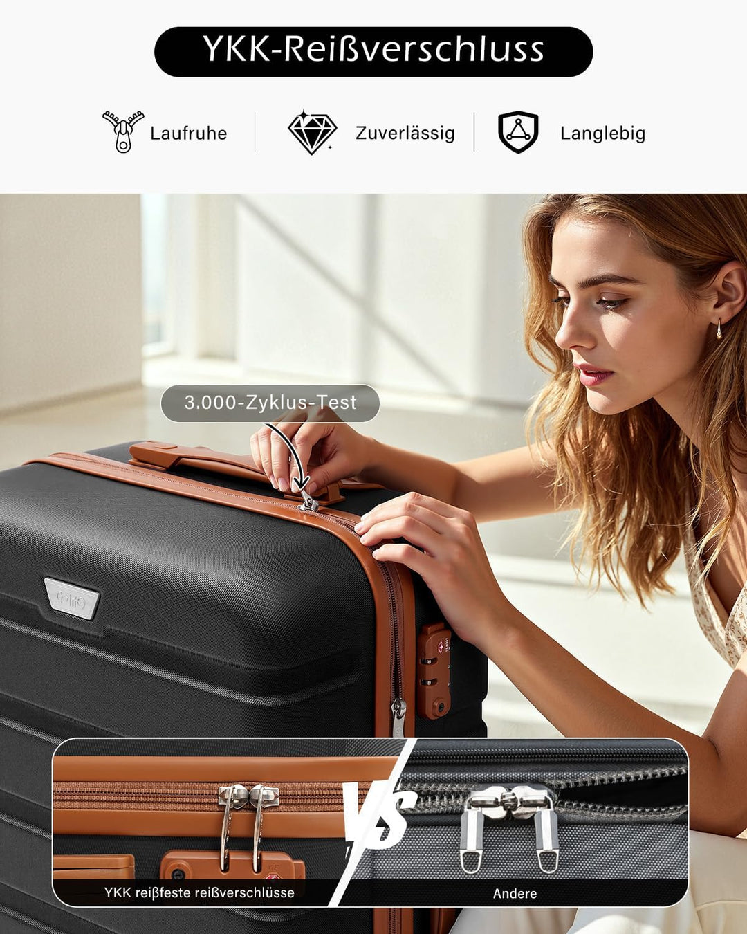 COOLIFE Handgepäck Koffer für EasyJet, 56cm M, PC+ABS, Hartschale, Leicht Robuster, Reisekoffer mit