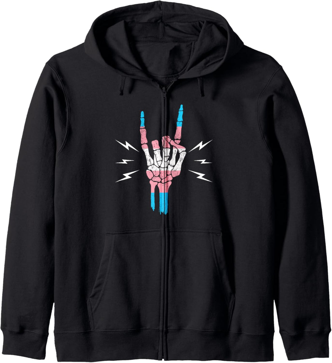 Transgender Pride Flagge Lustiges Skelett Hand Transgender Kapuzenjacke