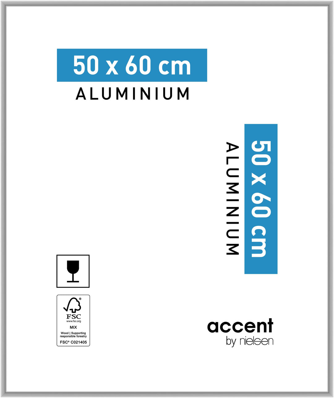 accent by nielsen Aluminium Bilderrahmen Accent, 50x60 cm, Silber Matt 50 x 60 cm Silber Matt, 50 x