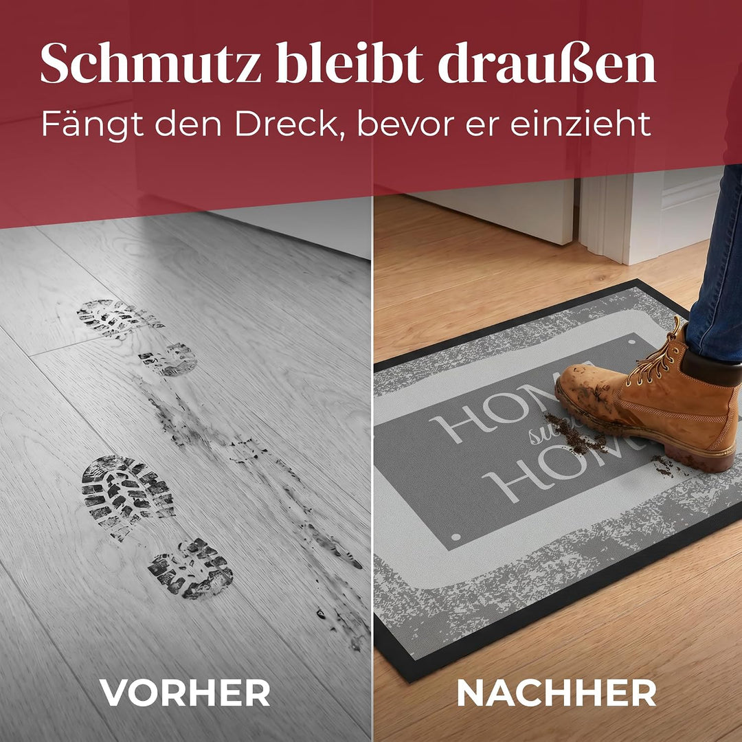 Valia Home Hochwertige Fussmatte 60x80 cm (Large) – Schmutzfangmatte für Innen &amp; Aussen, rutschfest