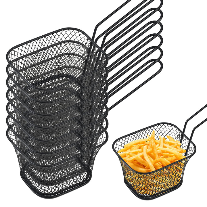 12 Stück Pommes Körbchen: Klein Edelstahl Frittierkorb Silber Pommeskörbchen, Korb für Frittiertes E