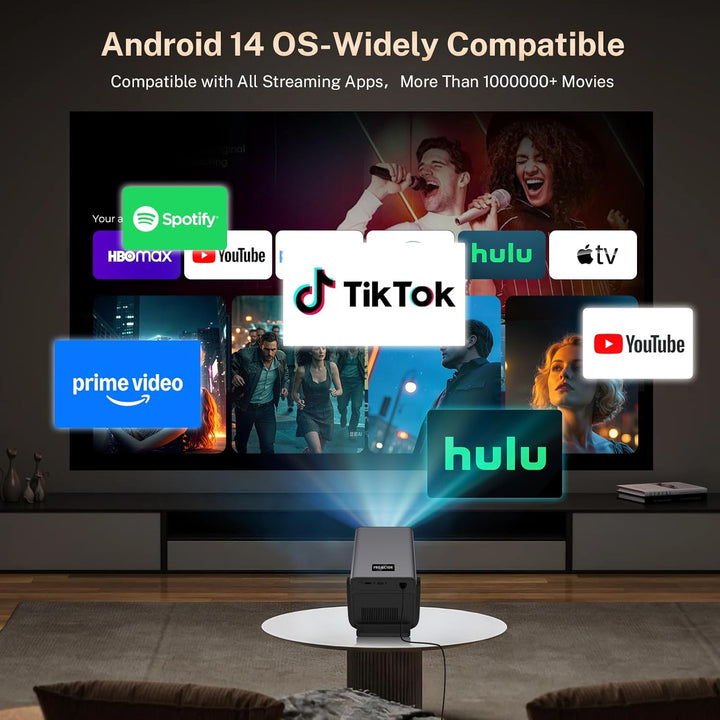 2026 Neuer 2000ANSI Beamer Smart Projektor Full HD Native 1080P Android14 Built-in Apps Autofokus/Ke