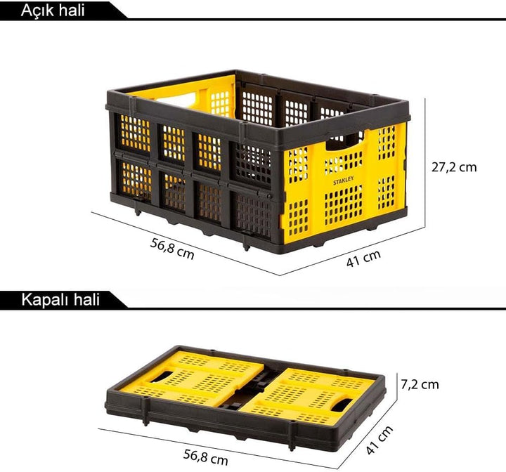 Stanley Stabile Klappbox in Industriequalität, Patentierter Faltmechanismus, Solide Konstruktion, Ho