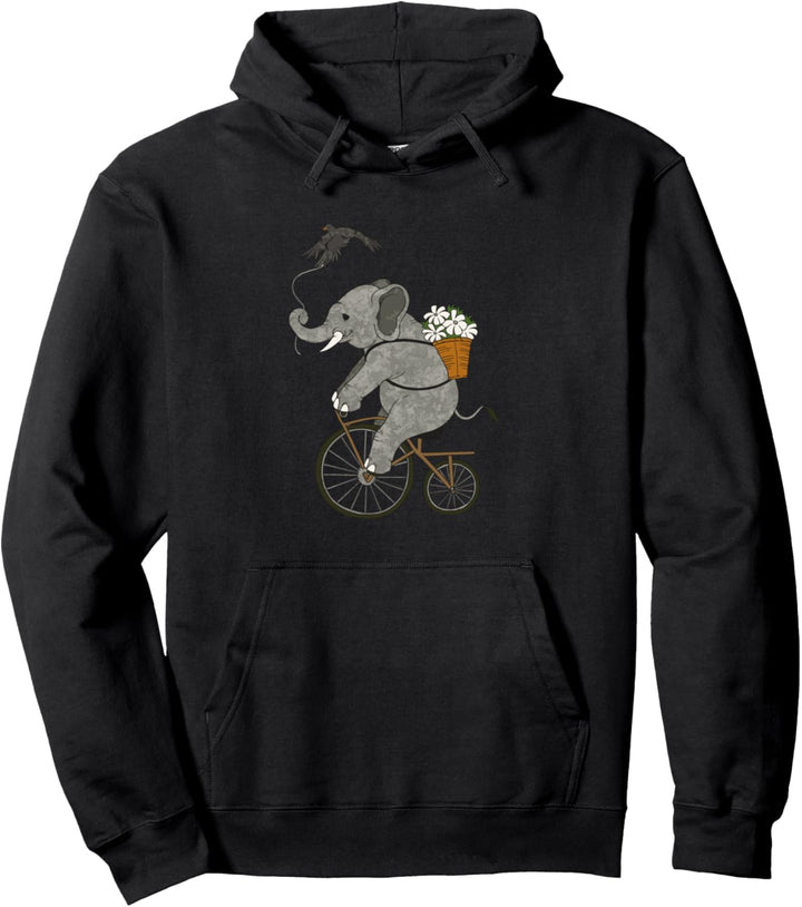 Elefant fährt Fahrrad Pullover Hoodie