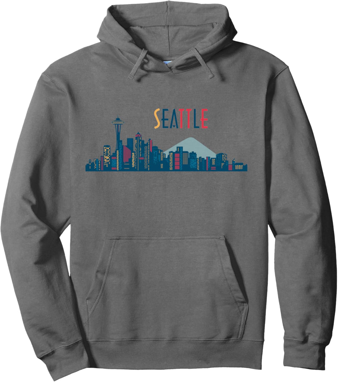 Seattle Skyline Weinlese Seattle Washington Pullover Hoodie