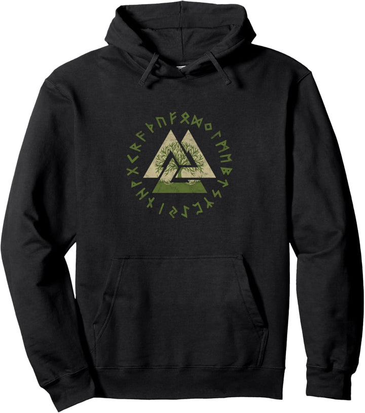 Valknut Yggdrasil North Mythology Viking Odin Runes Midgard Pullover Hoodie