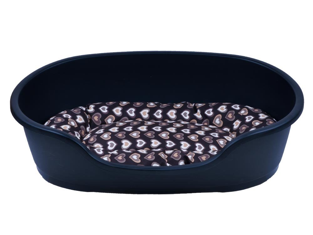 adena Hundekorb 81 x 54 cm anthrazit + Kissen Herzen braun 81 cm, 81 cm