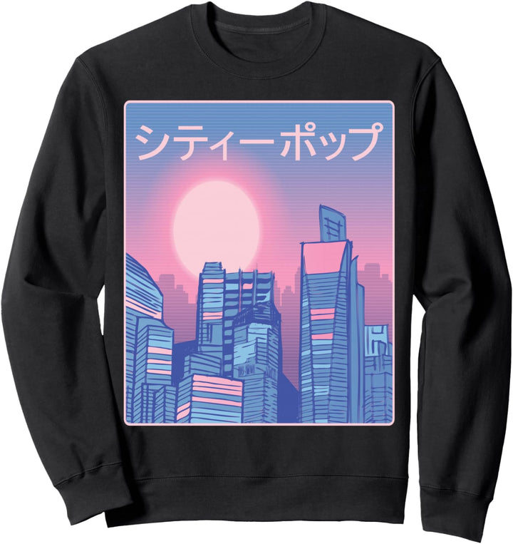 Japanische Stadt City Pop 70er 80er Vaporwave Ästhetik Sweatshirt