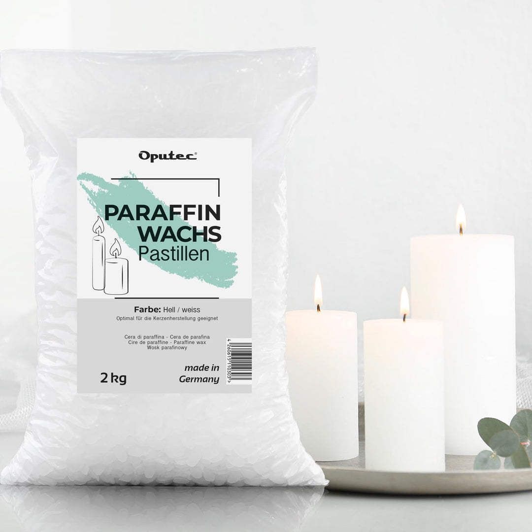 Oputec 2KG Paraffinwachs Pastillen für Kerzen: Weisses Kerzenwachs - Kerzen selber Machen - Kerzenwa