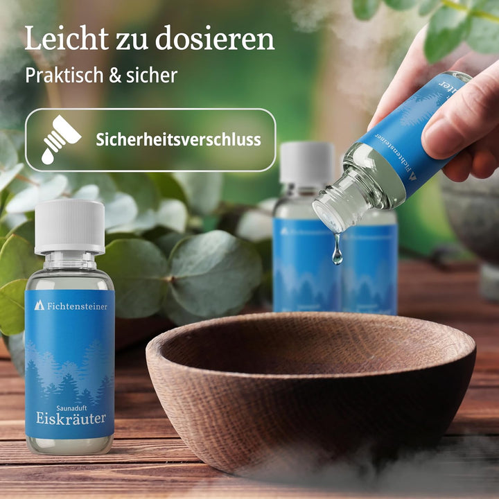 Fichtensteiner Saunaaufguss Eiskräuter - Sauna Aufgussmittel - Ergiebiger Sauna Aufguss für bis zu 1
