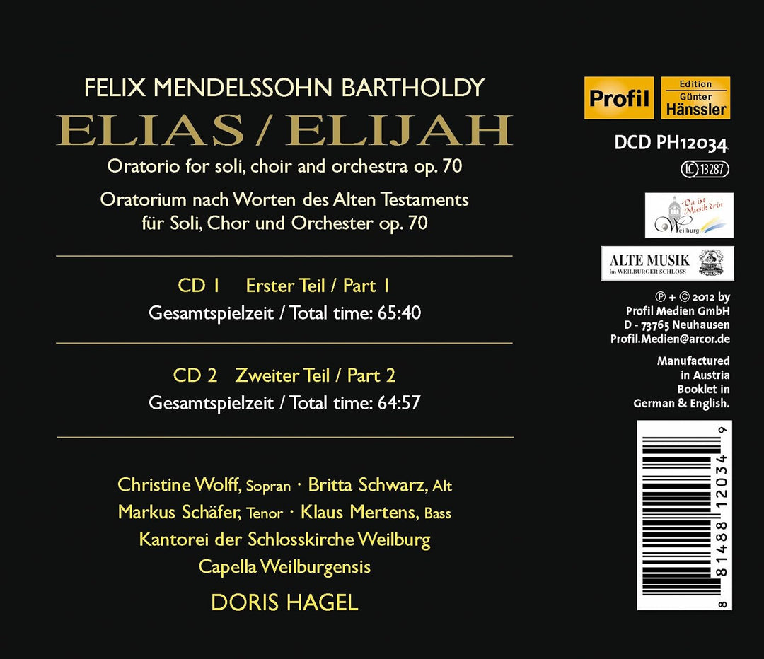 MENDELSSOHN: Elias, Audio-CD