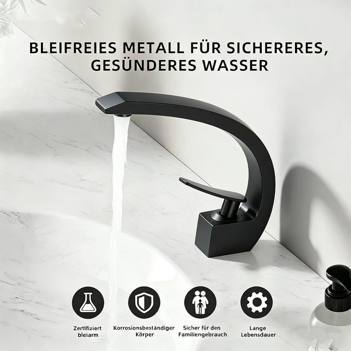 Waschtischarmatur Schwarz Wasserhahn Bad Messing Einhebelmischer 360° schwenkbar Armatur Badezimmer
