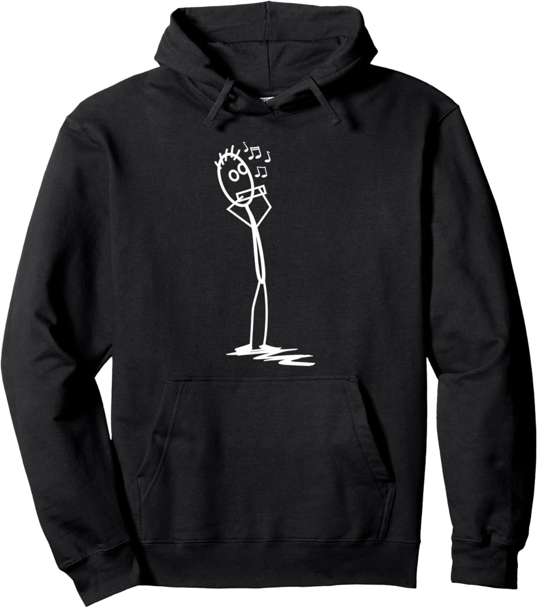 Mundharmonika Spieler Strichmännchen Pullover Hoodie